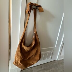 Brown Suede Bow Hobo Bag
